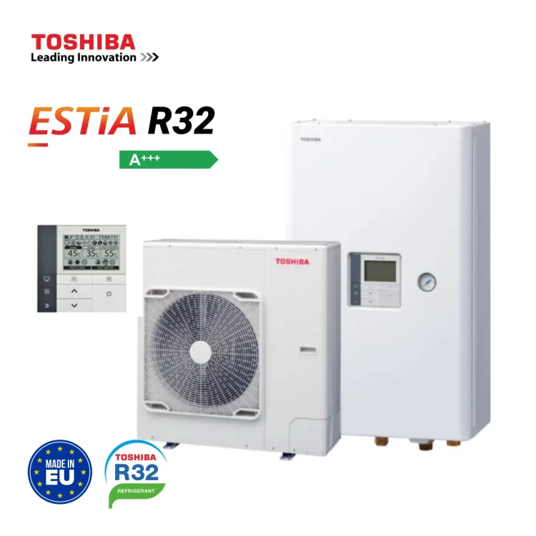 Toshiba, външно и вътрешно тяло термопомпа Estia R32 - 7,25kW (*)