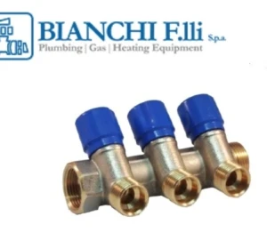 Снимка на КОЛЕКТОР С ВГРАДЕНИ КРАНЧЕТА BIANCHI 16 мм x 3/4" 3 ЛИНИИ СИН