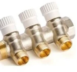 Снимка на КОЛЕКТОР С ВГРАДЕНИ КРАНЧЕТА МЕСИНГ LUXOR 1" 2 ИЗВОДА 3/4" ЕВРОКОНУС