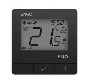 Снимка на ТЕРМОСТАТ ENGO ЧЕРЕН SMART, E40-BATB захранване батерия 2xAA